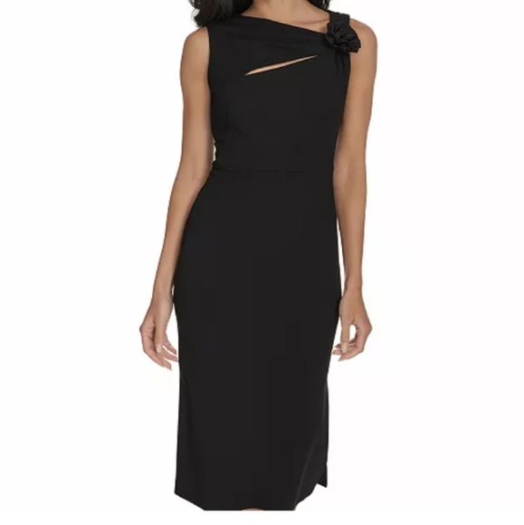Calvin Klein women's Asymmetric-Neck Sleeveless Sheath Dress - Picture 5 of 8